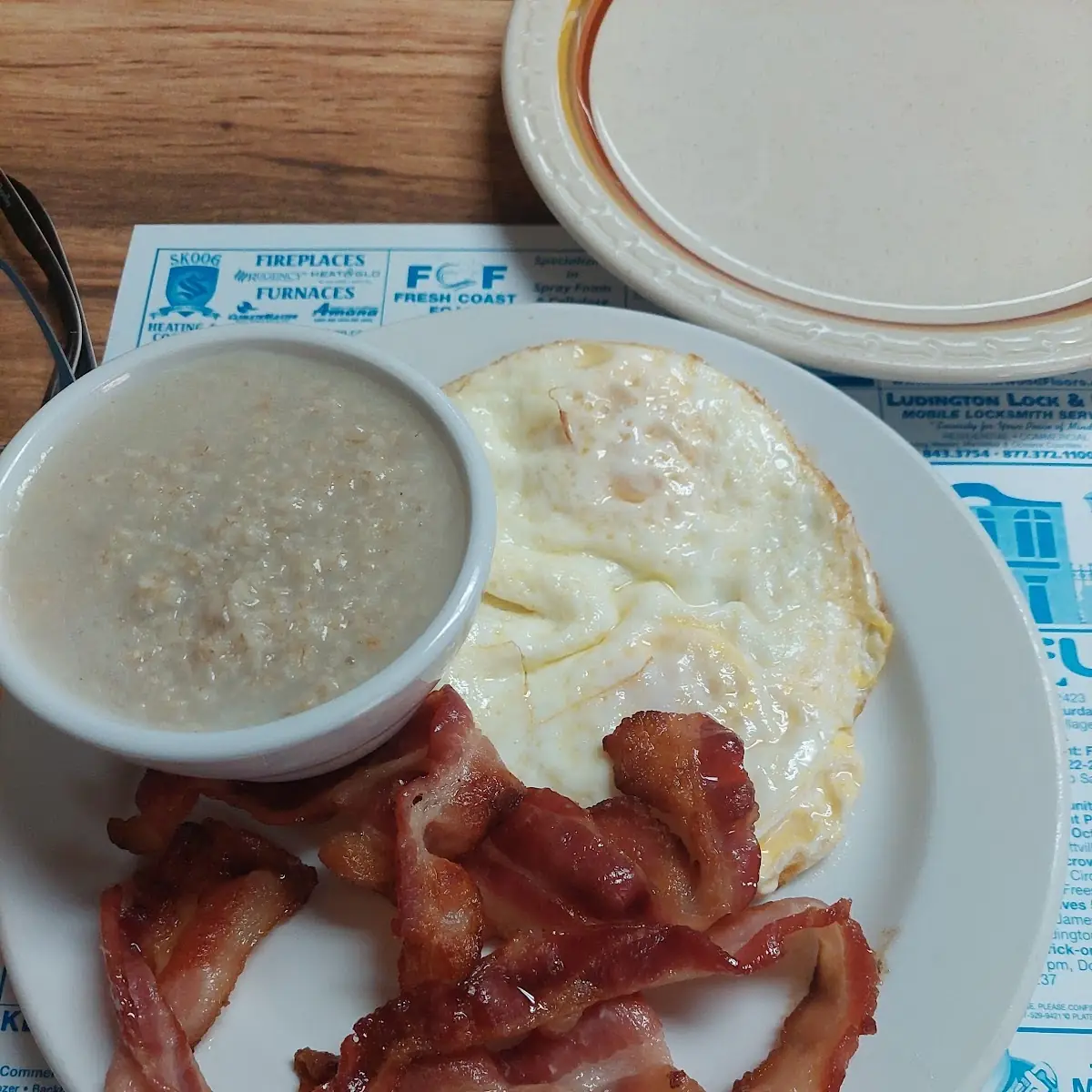 Bacon Eggs and Oatmeal