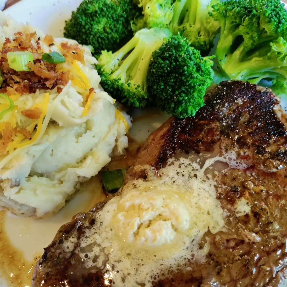 Medium Rare Steak with Loaded Mash Potatos