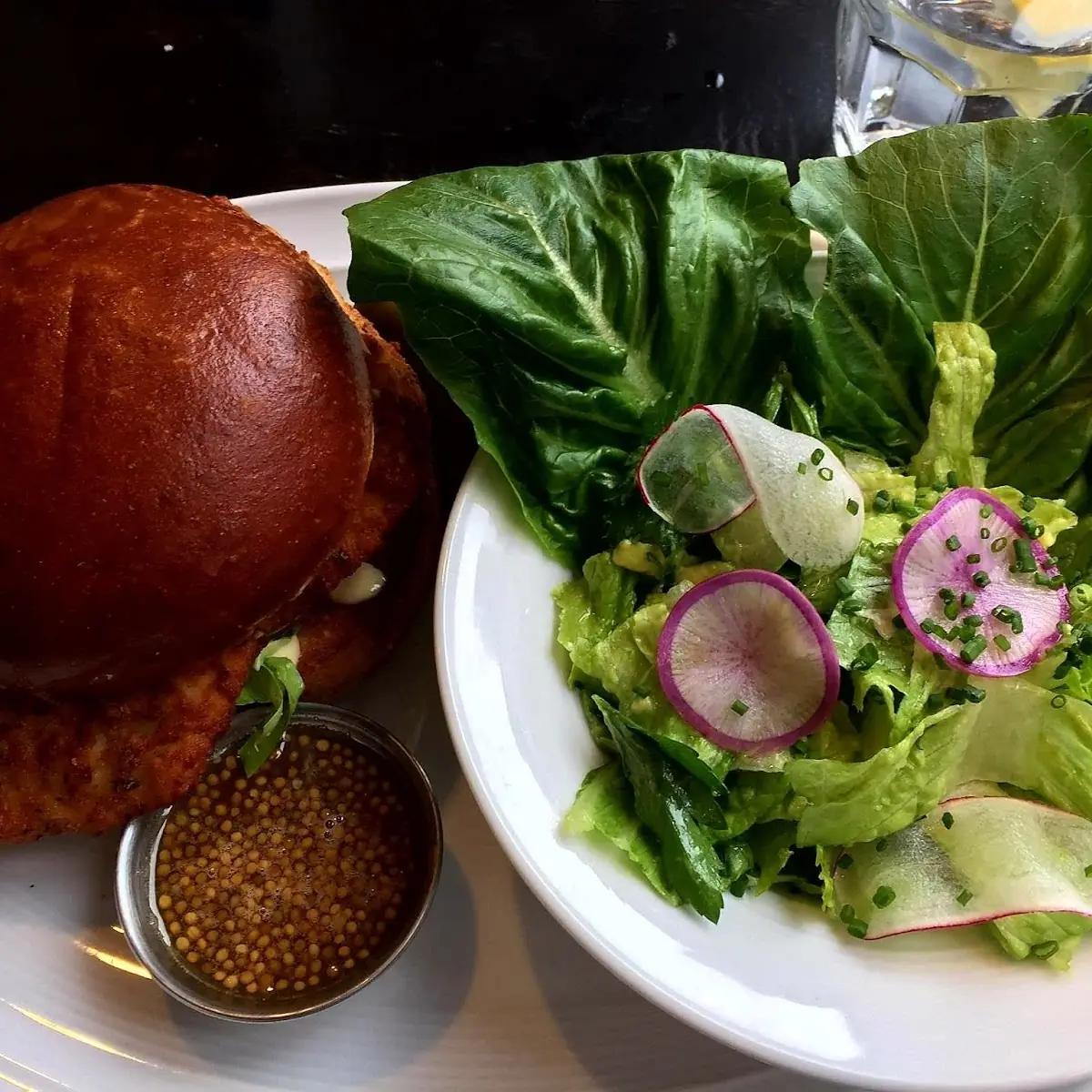 Fried Chicken Sandwich with Side Salad