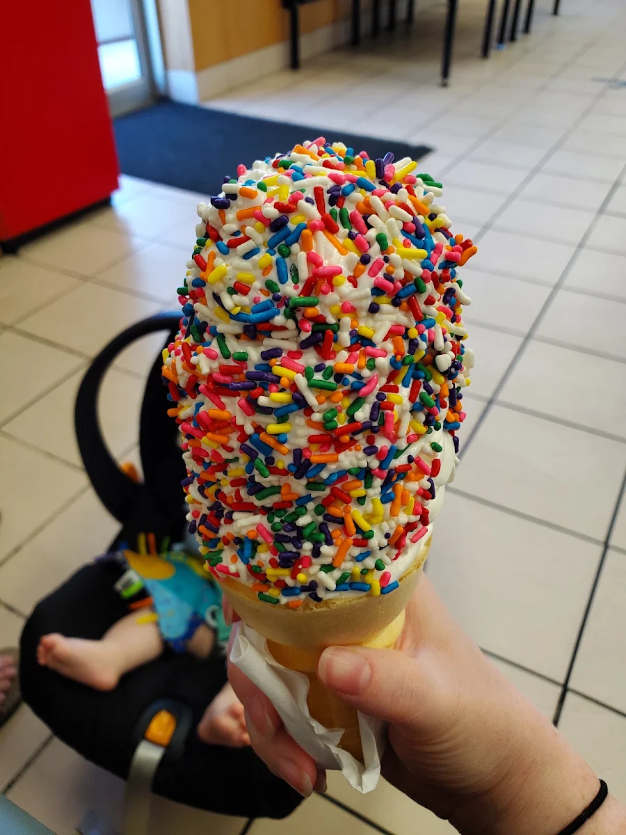 Vanilla Soft Serve with Rainbow Sprinkles