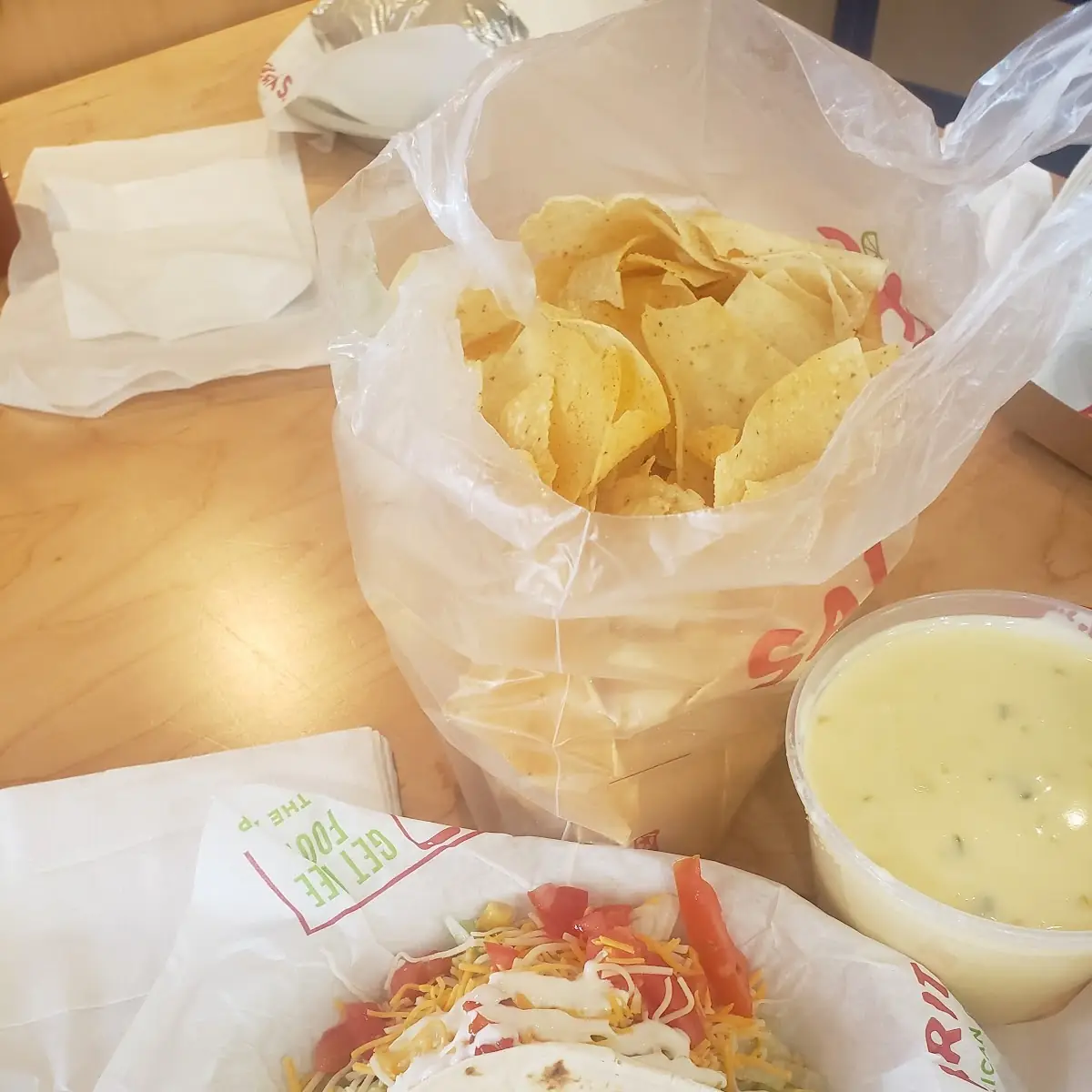 Chips and Queso and Chicken Tacos