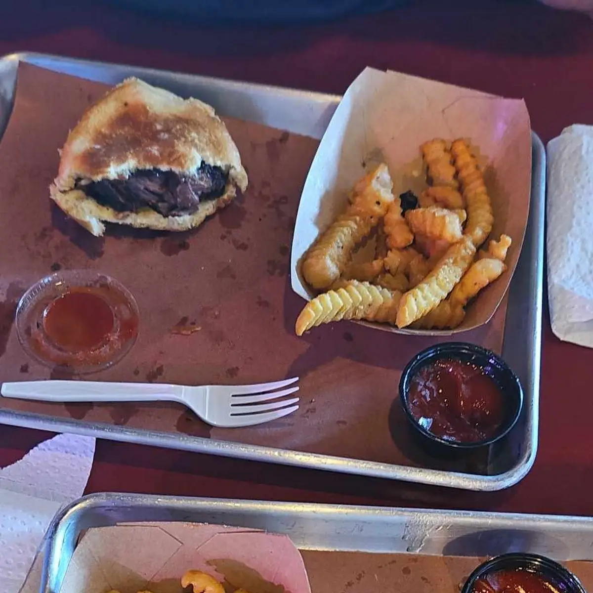Brisket Sandwich and Fries