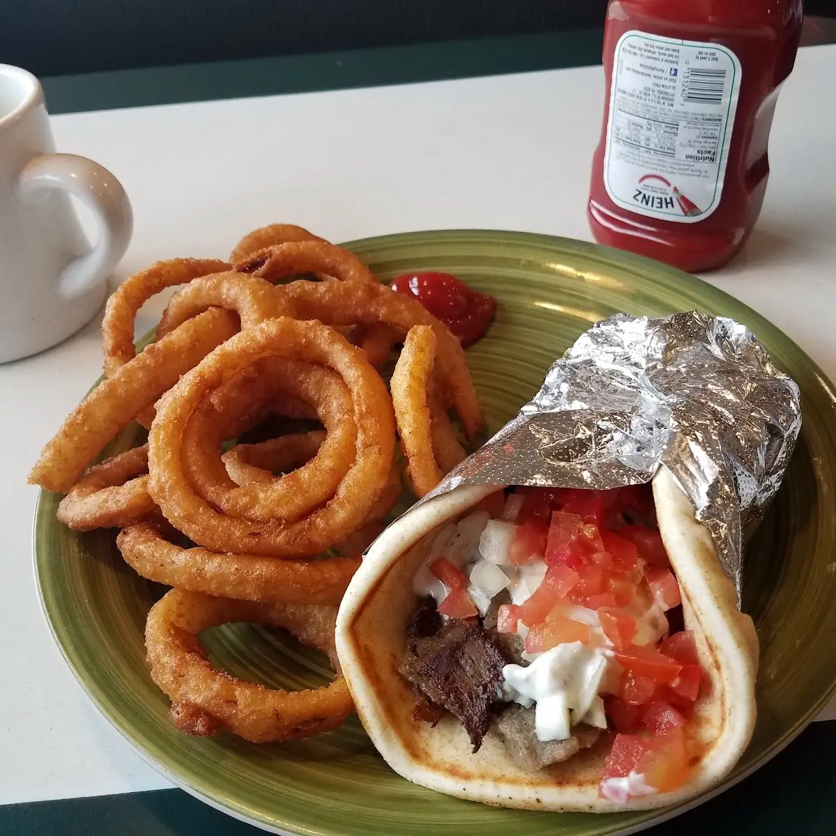Gyro with Onion Rings