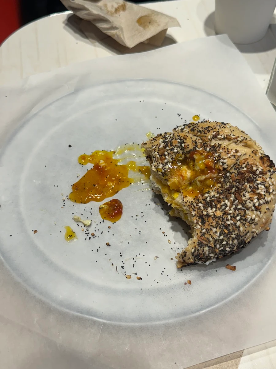 Everything Bagel with Fried Eggs over Easy