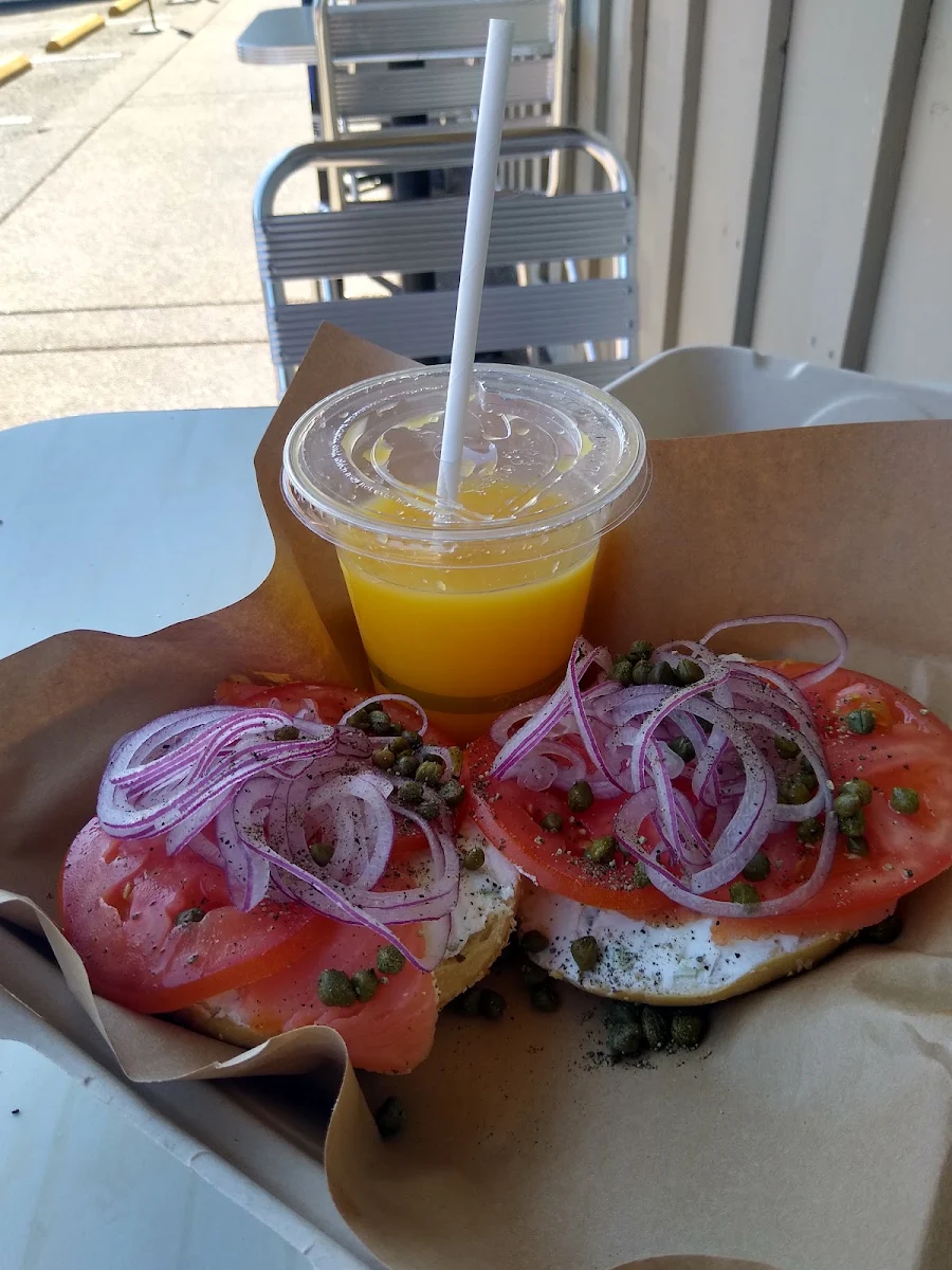 Smoked Salmon in Onion Bagel