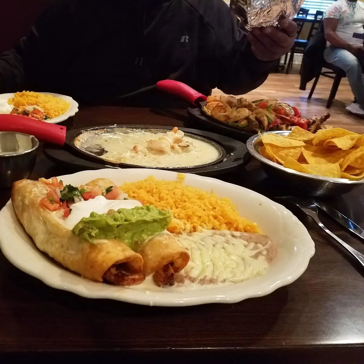 Fajitas Enchiladas and Strawberry Margarita