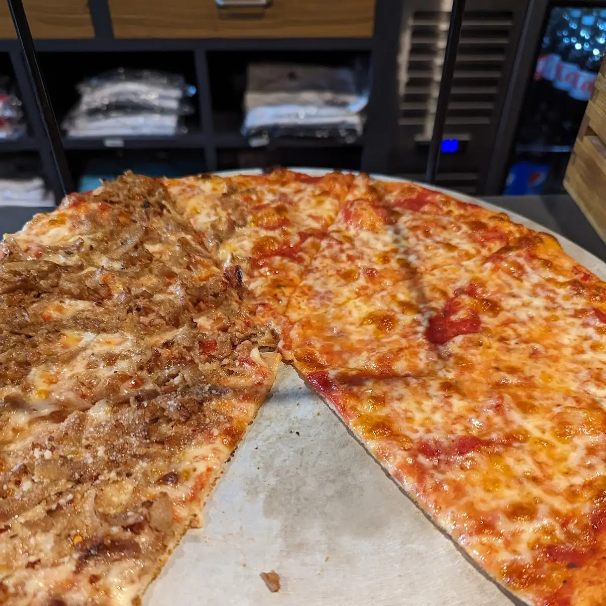 Half Cheese Half Sausage Pizza