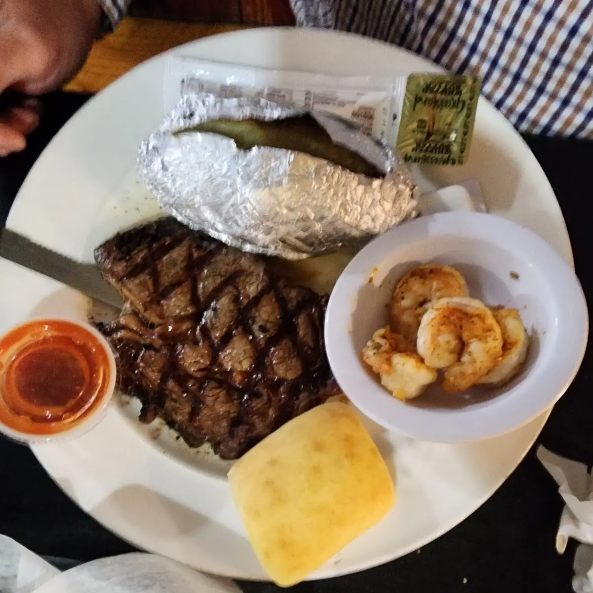 Ribeye and Grilled Shrimp