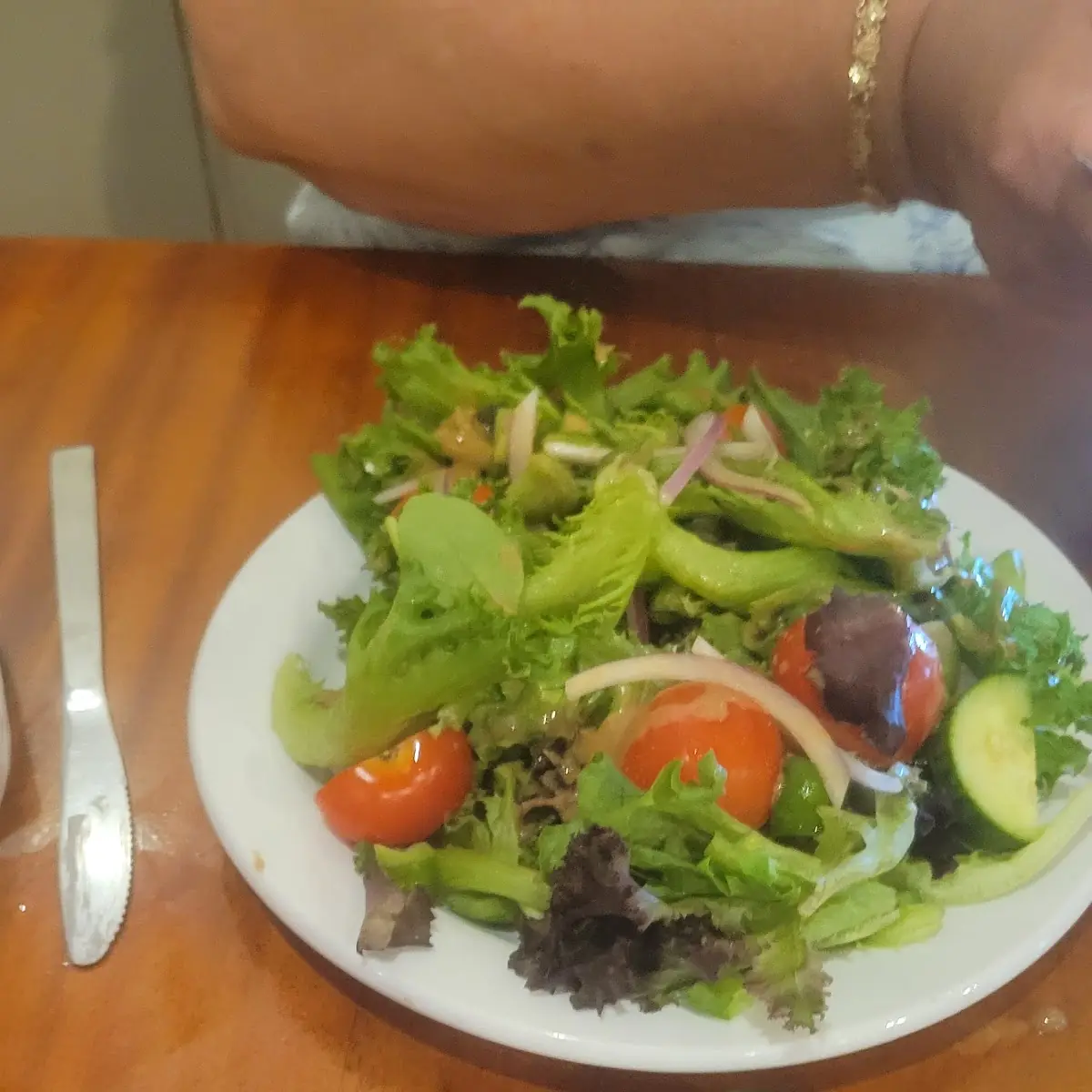 Side Salad Comes with the Pasta Dish Huge Ameal in Itself