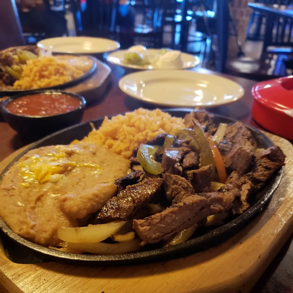 Fajitas with Rice & Refried Beans