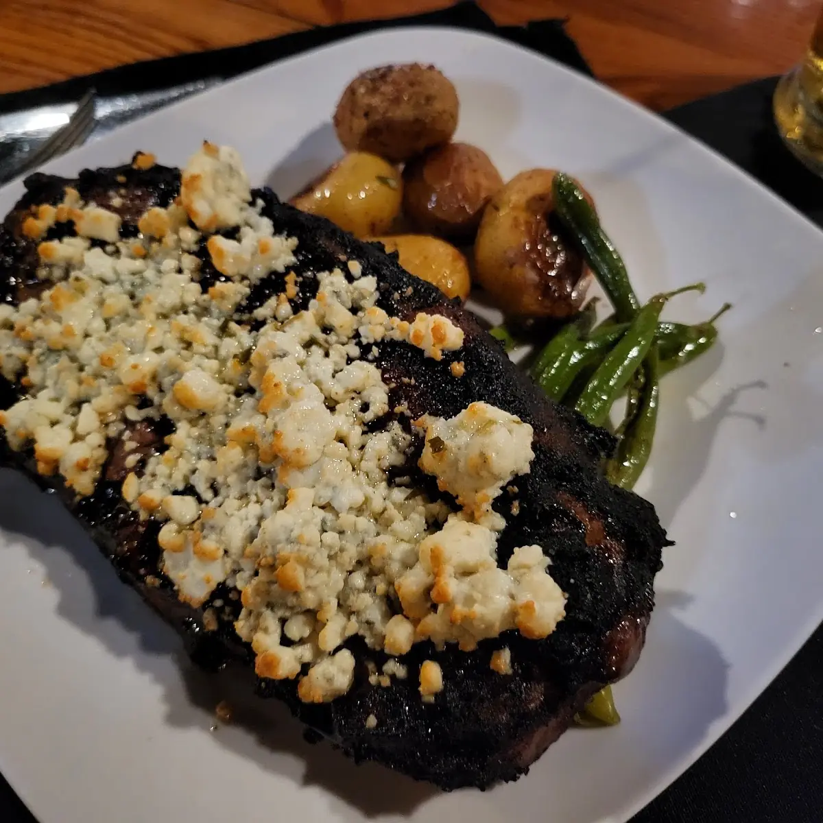 KC Strip with Blue Cheese