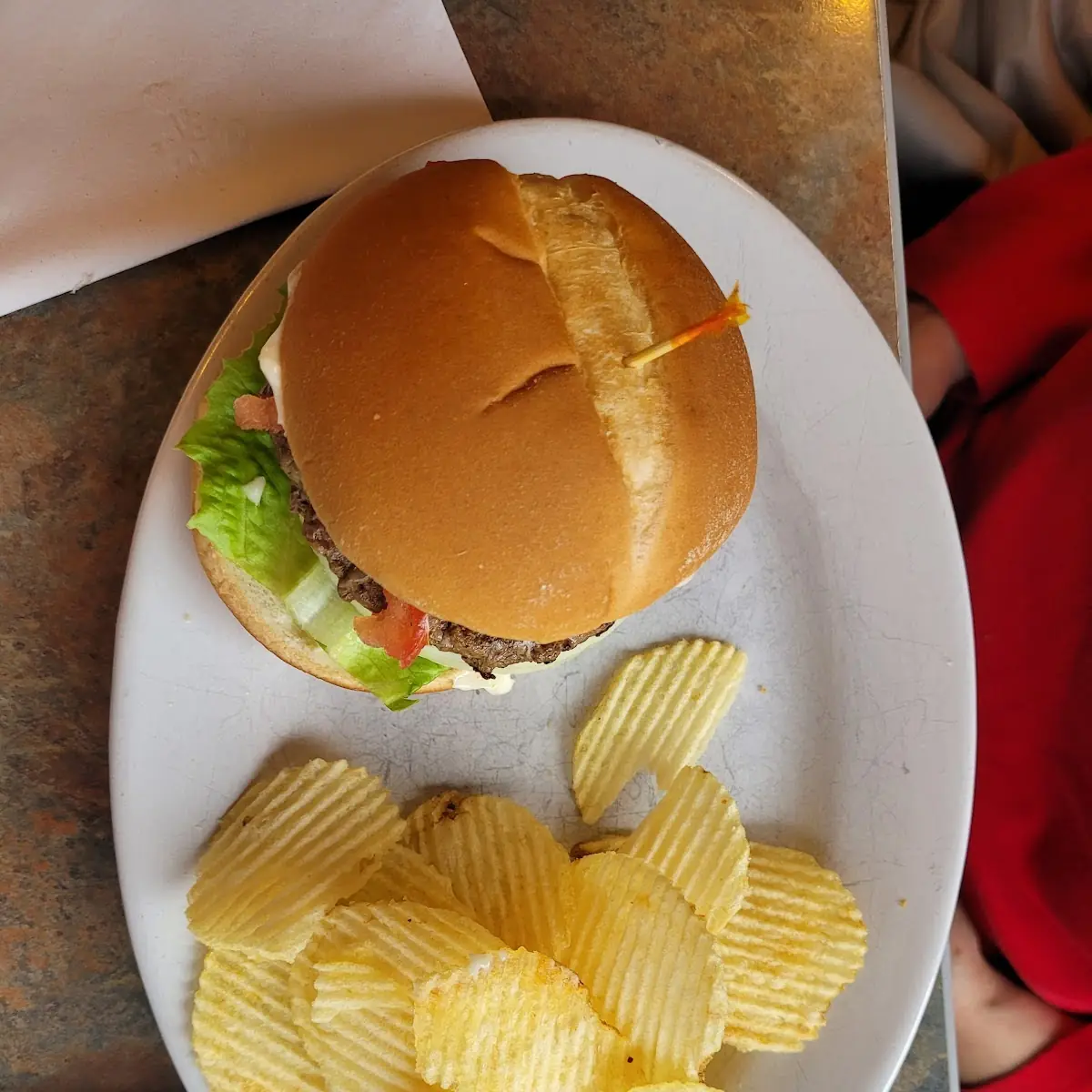 Hamburger and Potato Chips