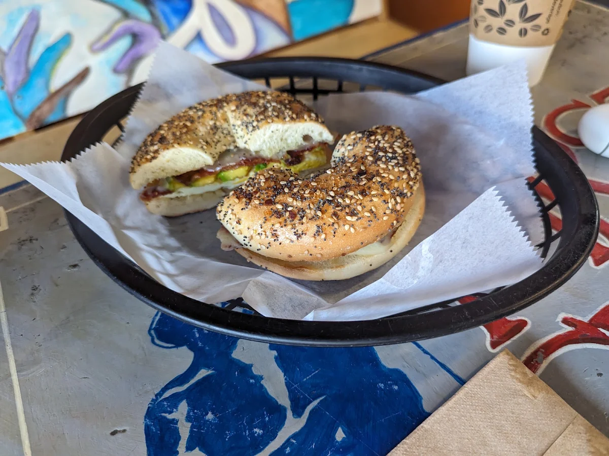 Avocado Egg Cheese on Everything Bagel