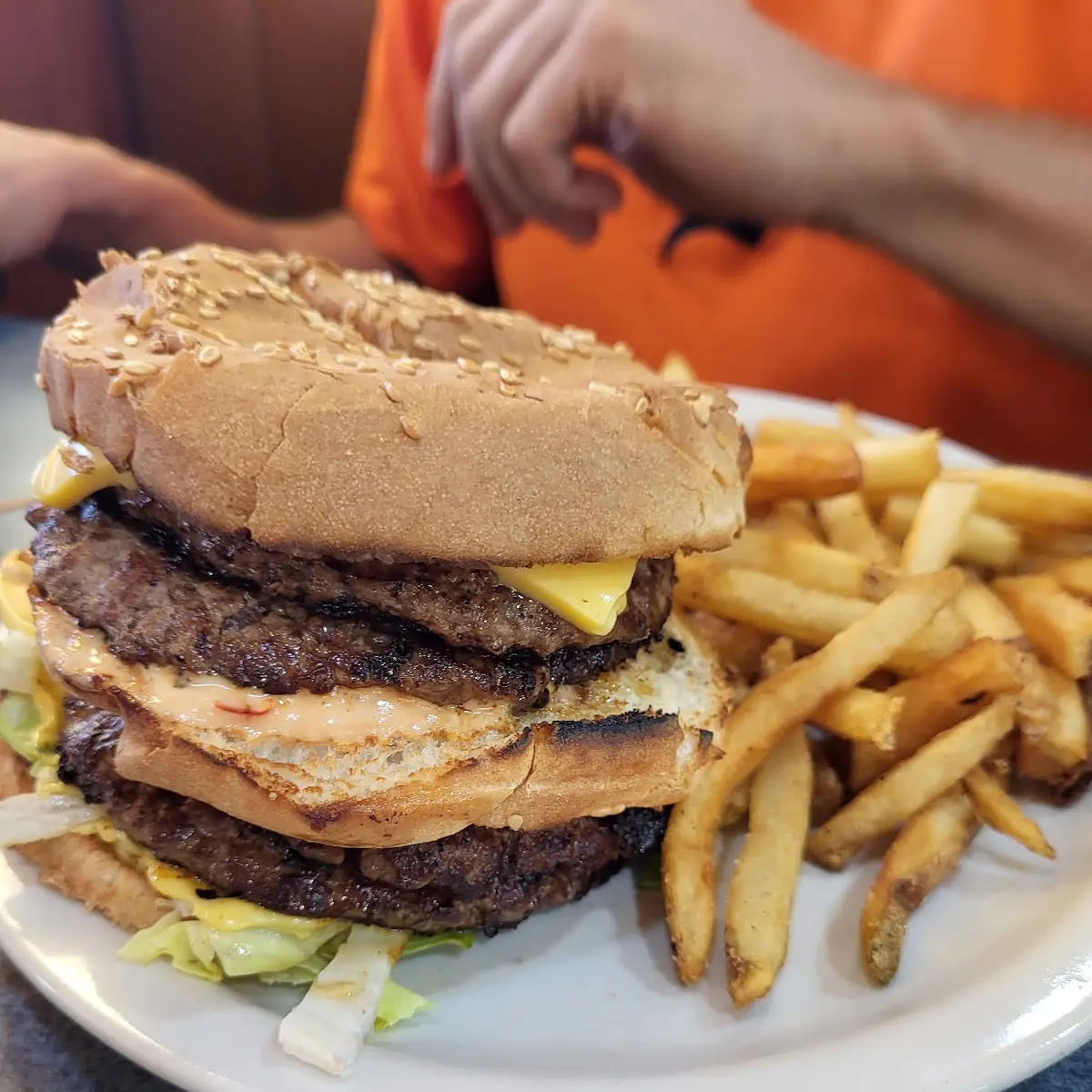 Triple Cheeseburger and Fries