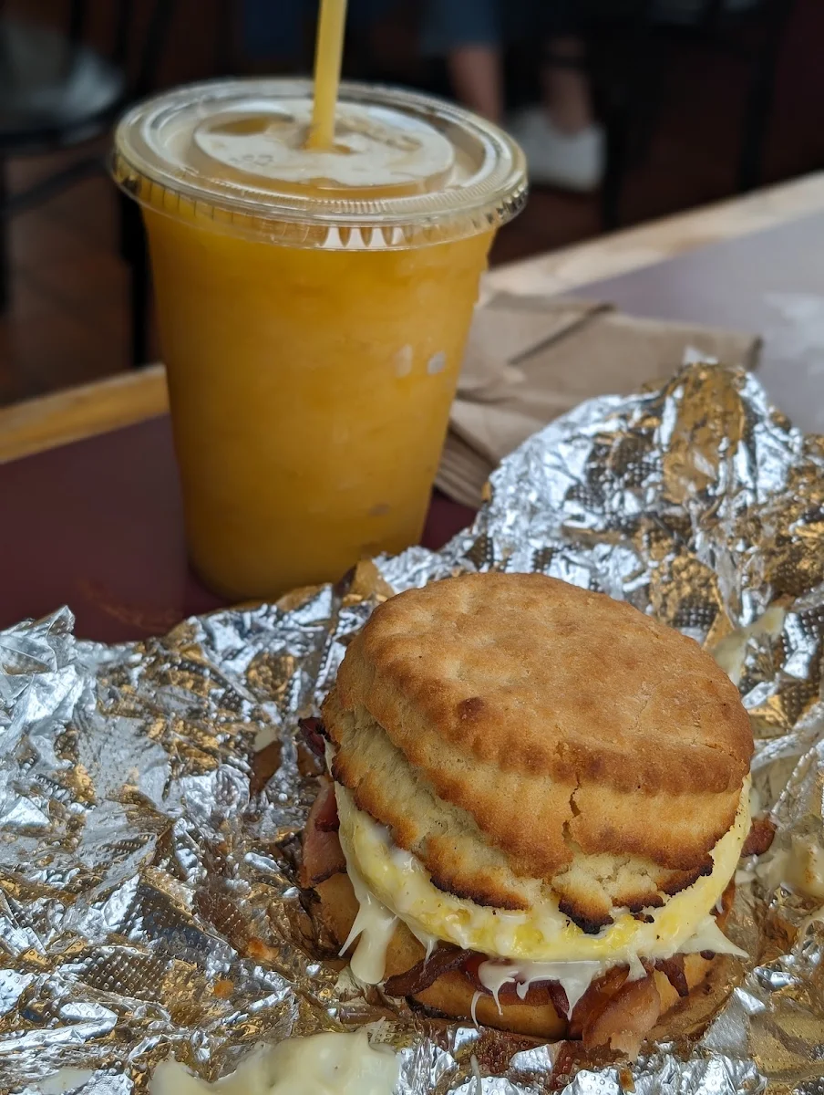 Breakfast Sandwich and Smoothie