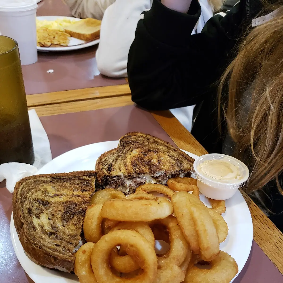 Patty Melt with Onion Rings