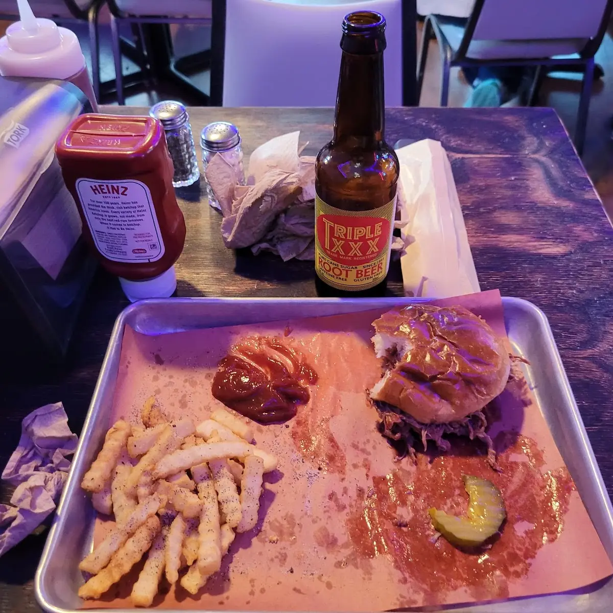 BBQ Sandwich and Fries
