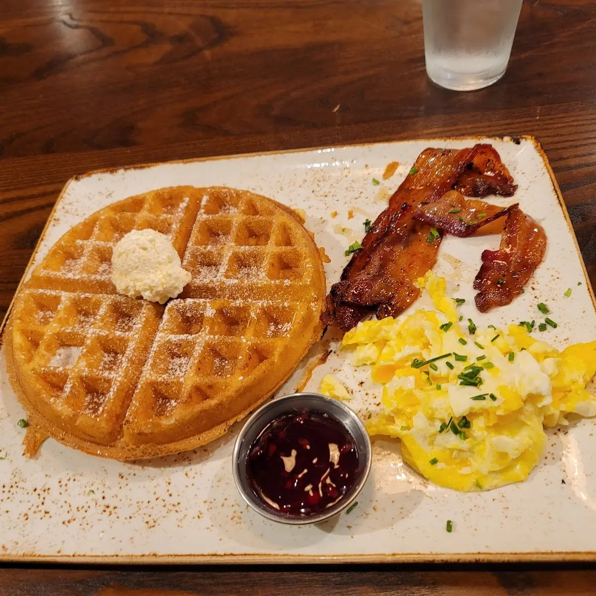 Belgian Waffle with Scrambled Eggs