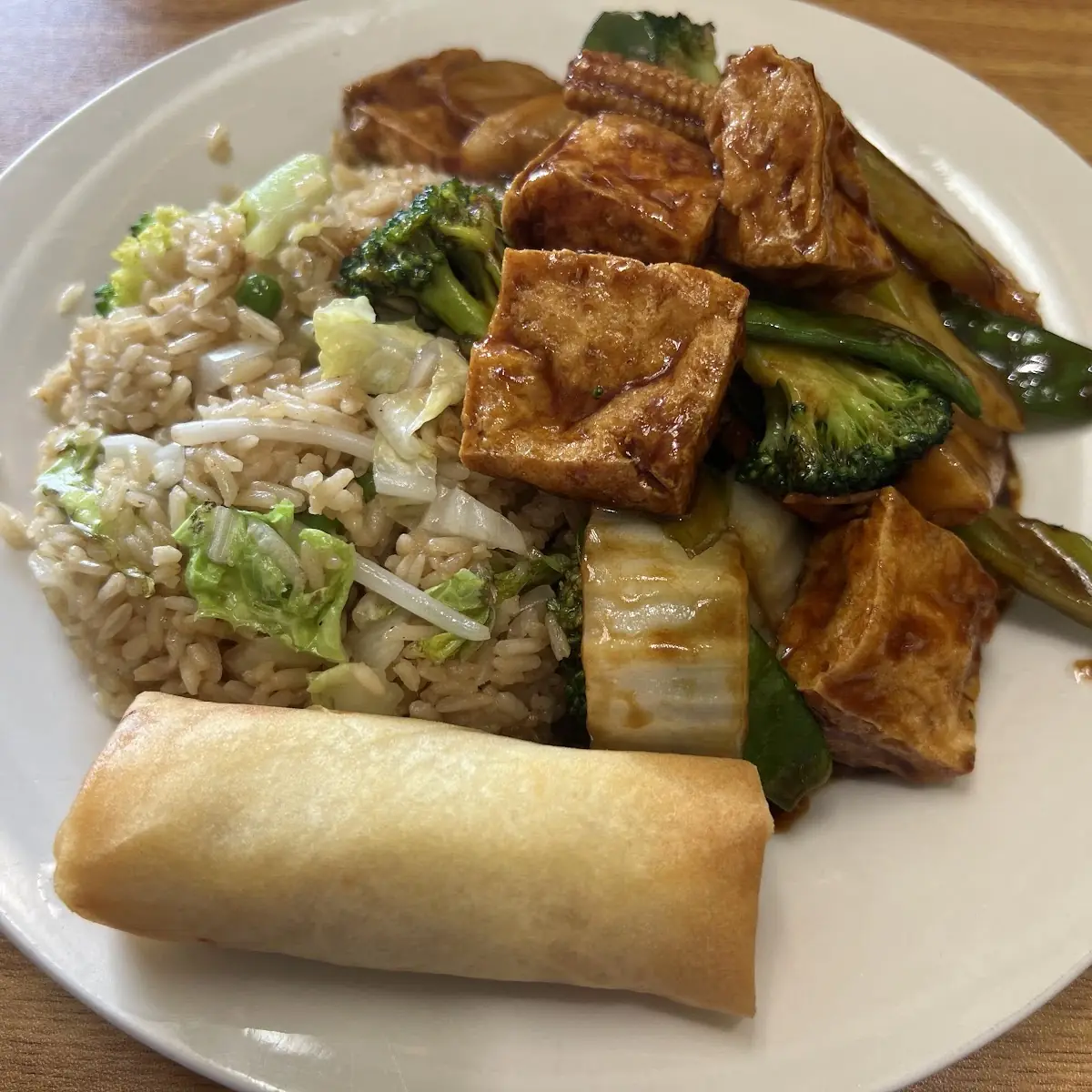 Spring Roll and Veg Fried Rice