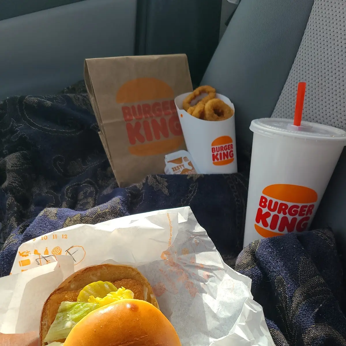 Burger King Fish Sandwich with Onion Rings