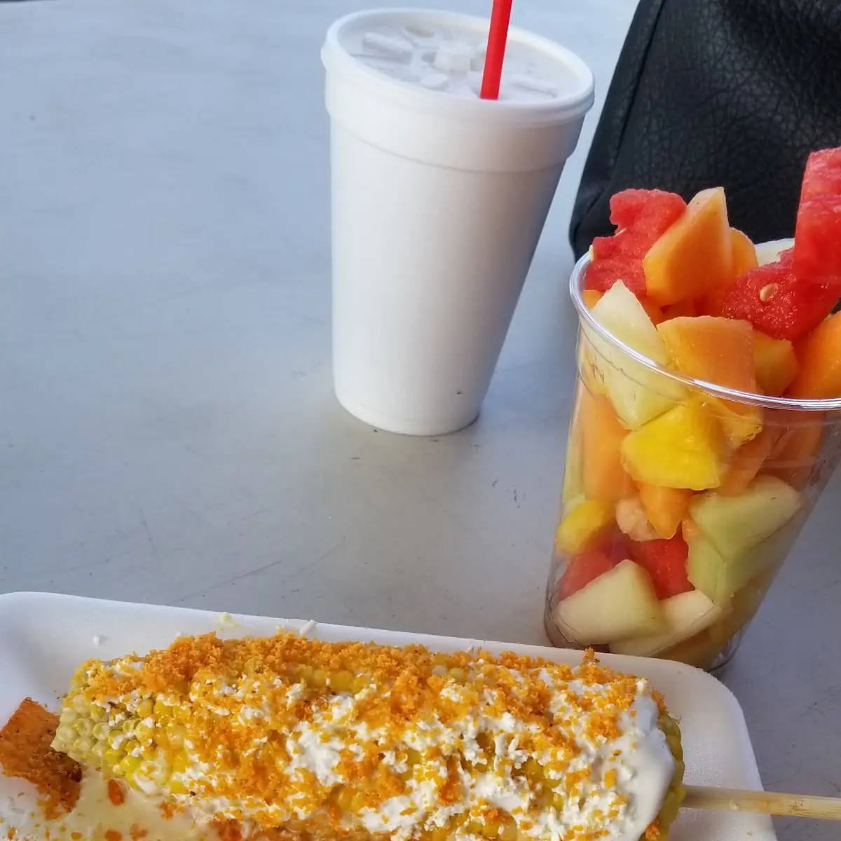 Corn on the Cob w Dorito Bits and Large Fruit Cup
