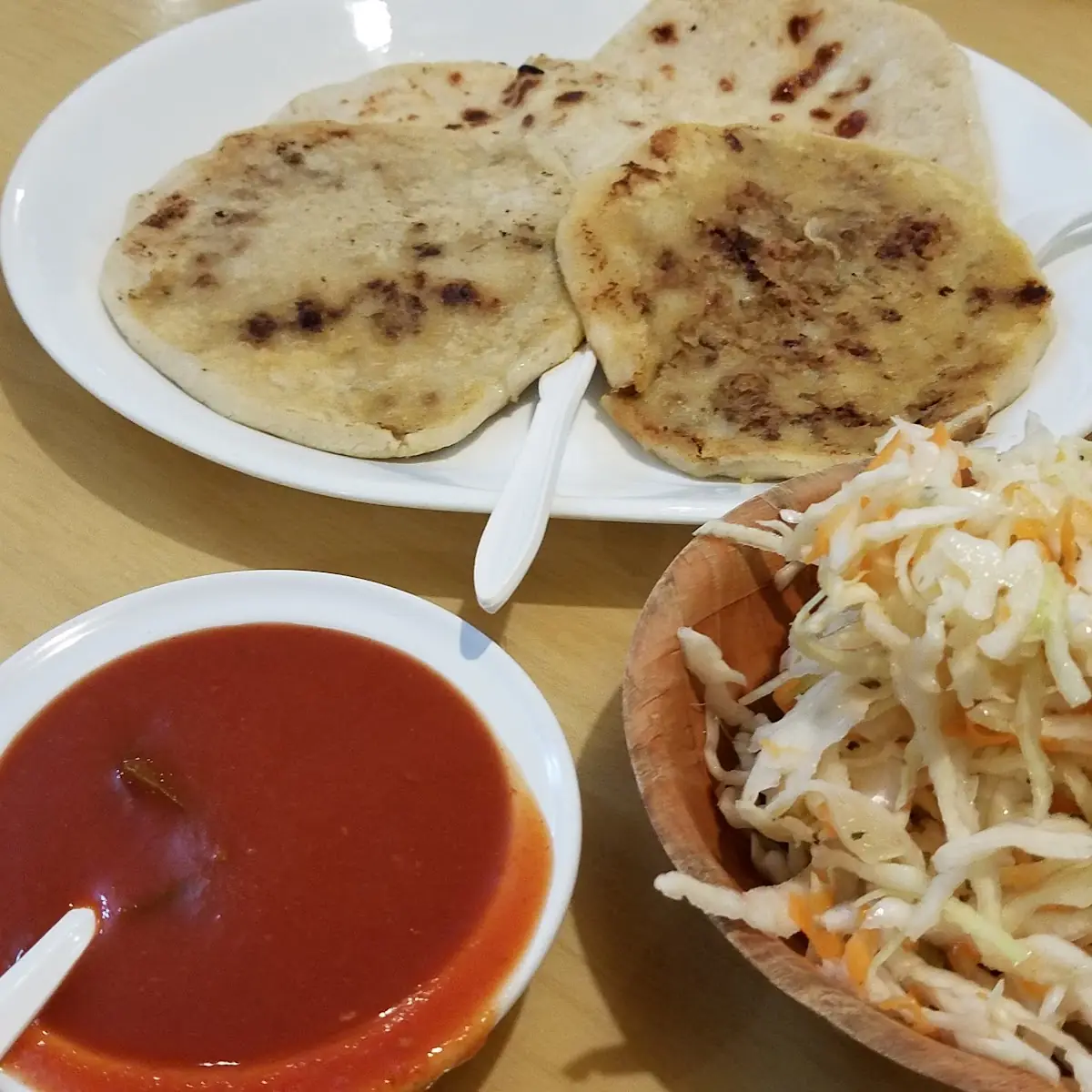 Pupusas Revueltas Cheese Beans and Pork Meat