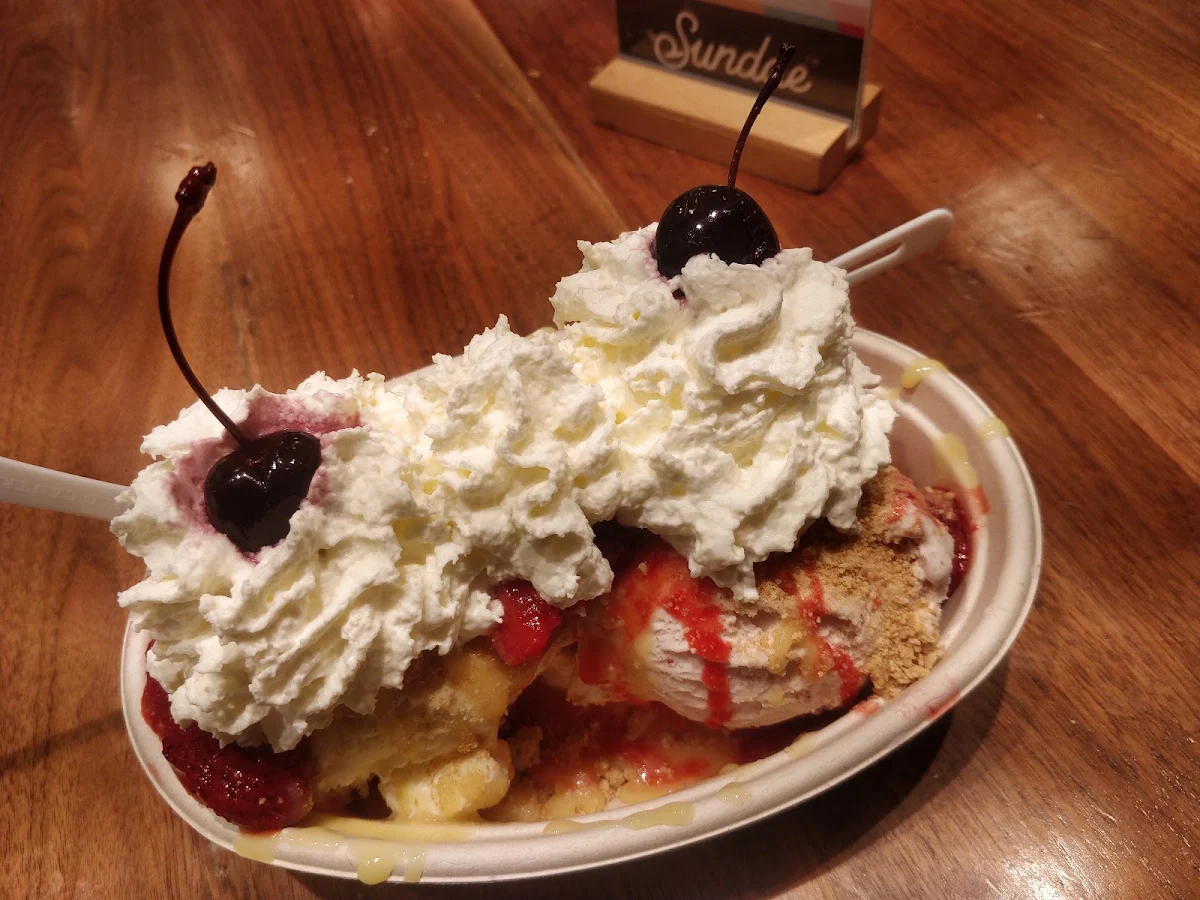 Strawberry Lemon Cheesecake Ice Cream Sundae