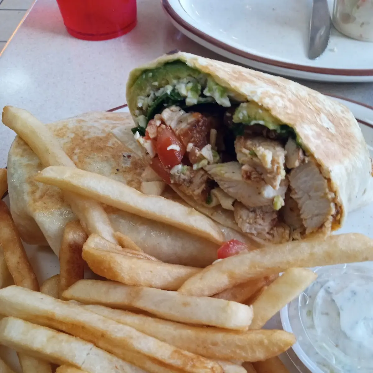 Mediterranean Chicken Wrap with Fries