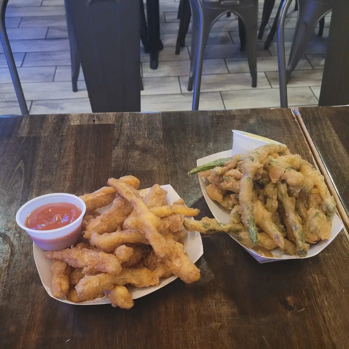 Turnip Fries and Fried Green Beans