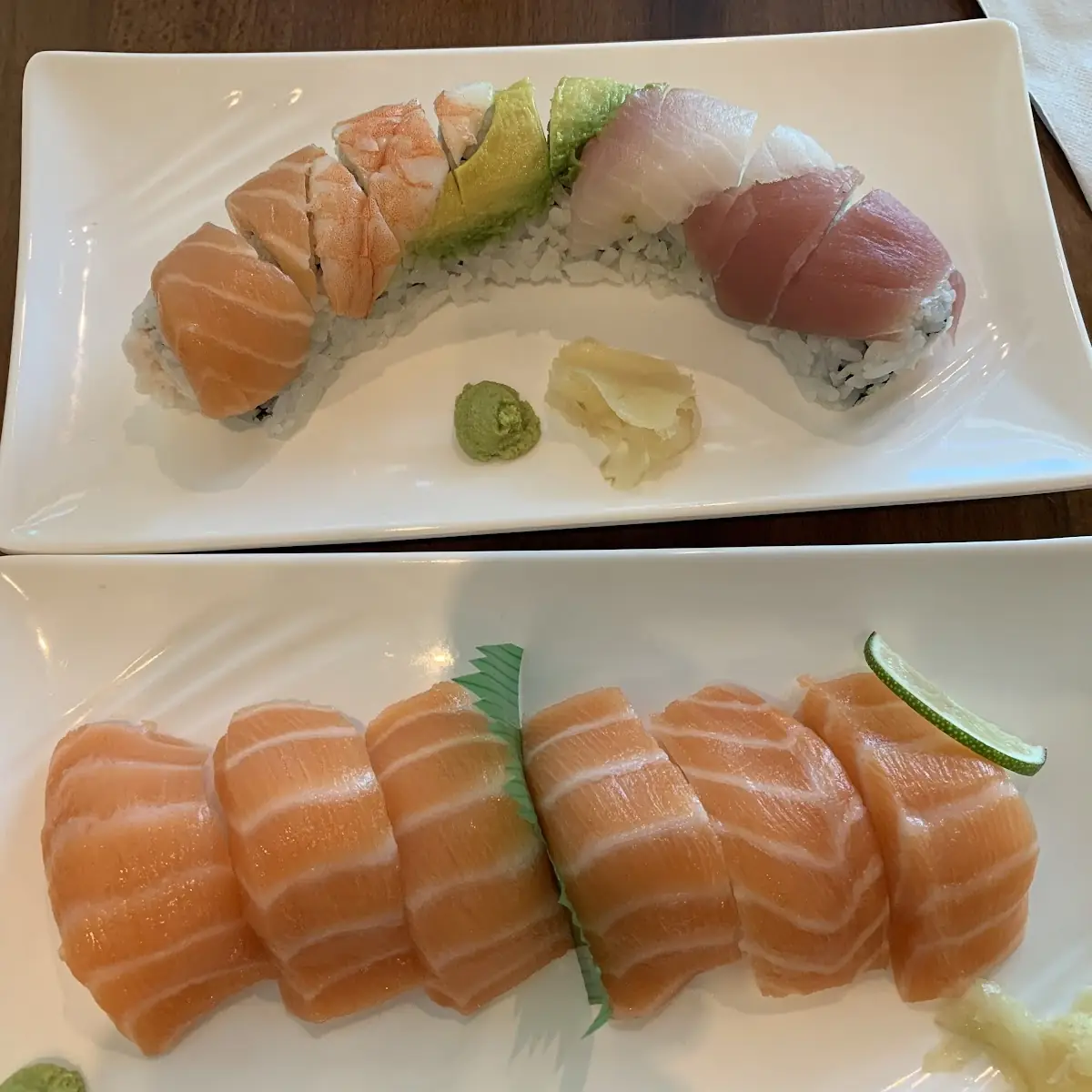 Rainbow Roll and Salmon Sushi