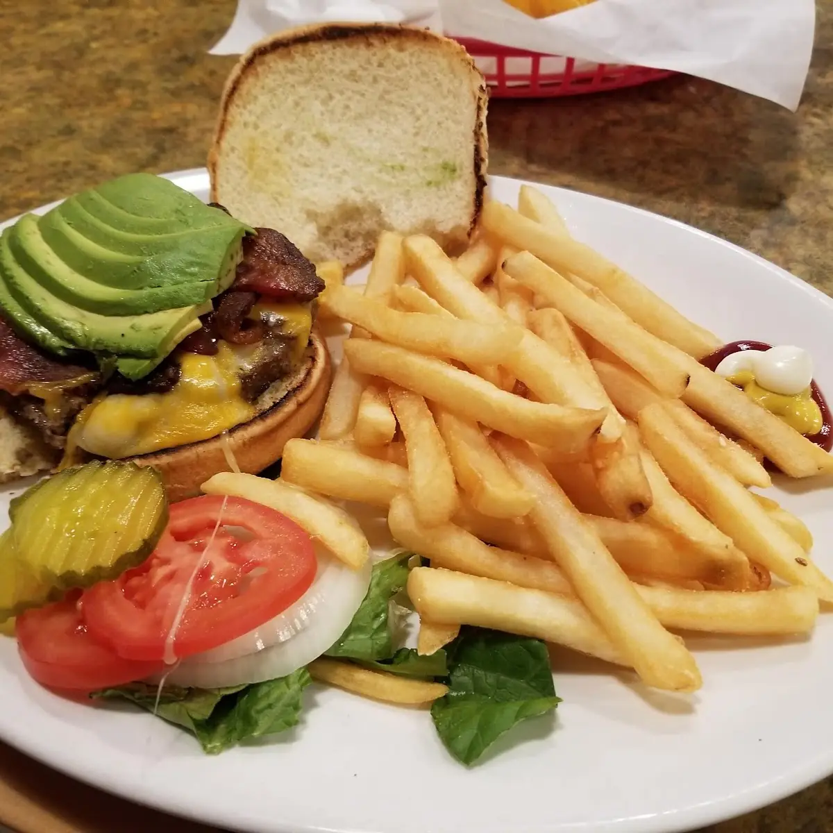 Bacon Cheeseburger with Avocado Slices