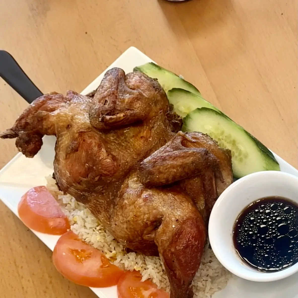 Fried Cornish Chicken with Fried Rice Cơm GÀ Xối MỠ