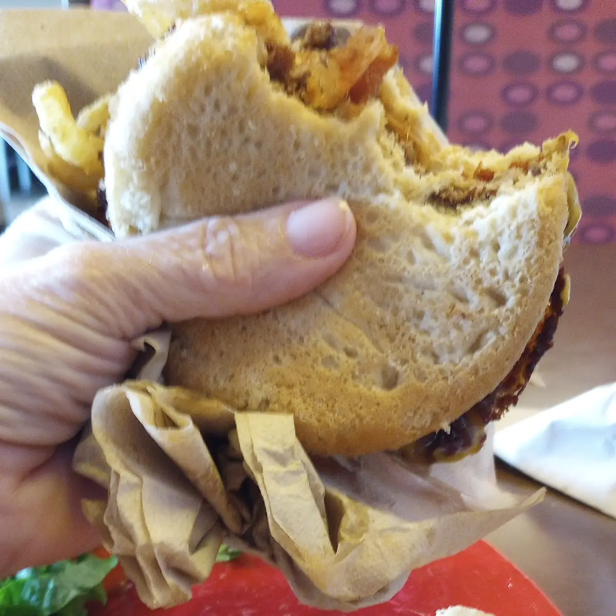 BBQ Bacon Burger with Haystack Onions