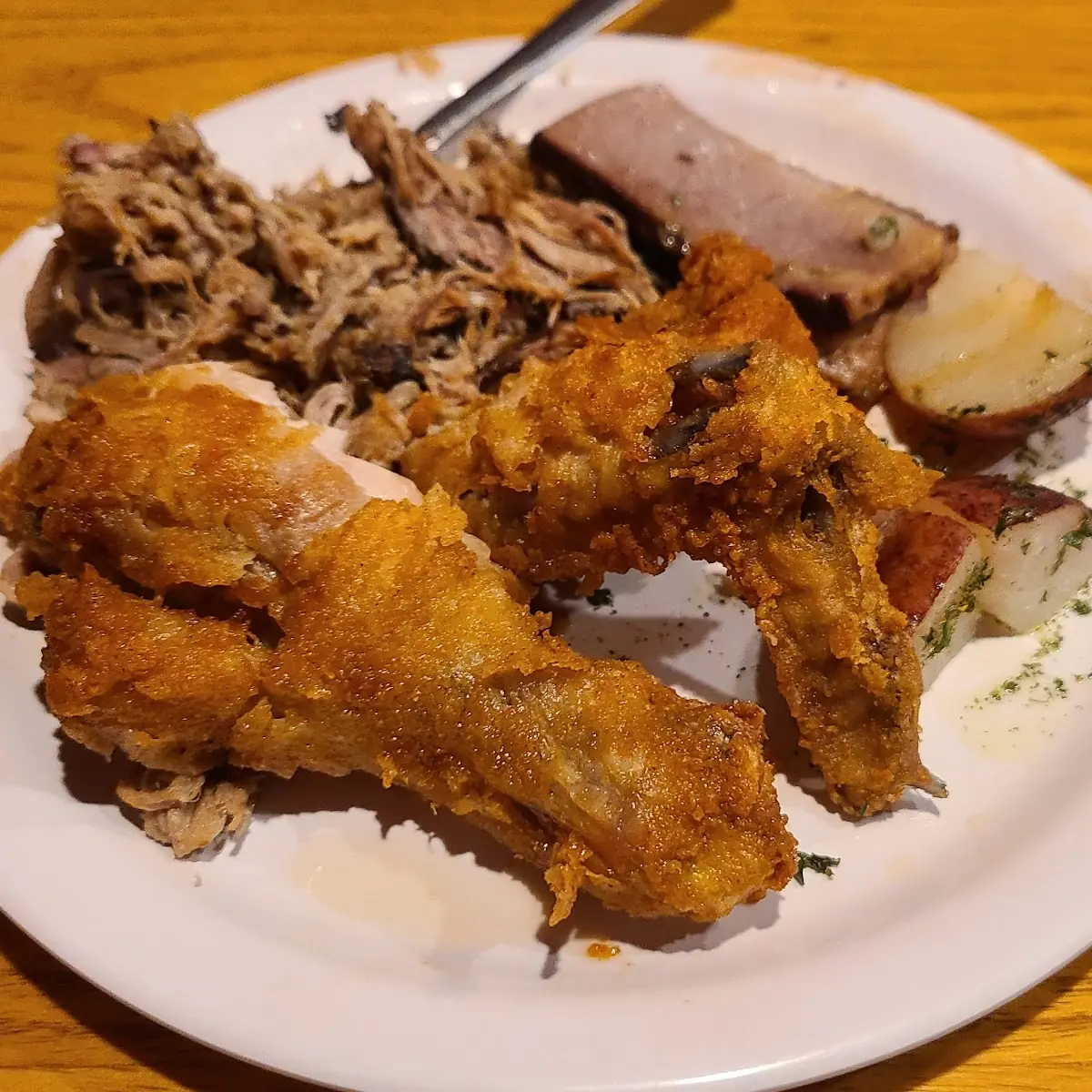 Pulled Pork Fried Chicken Brisket Parsley Potatoes