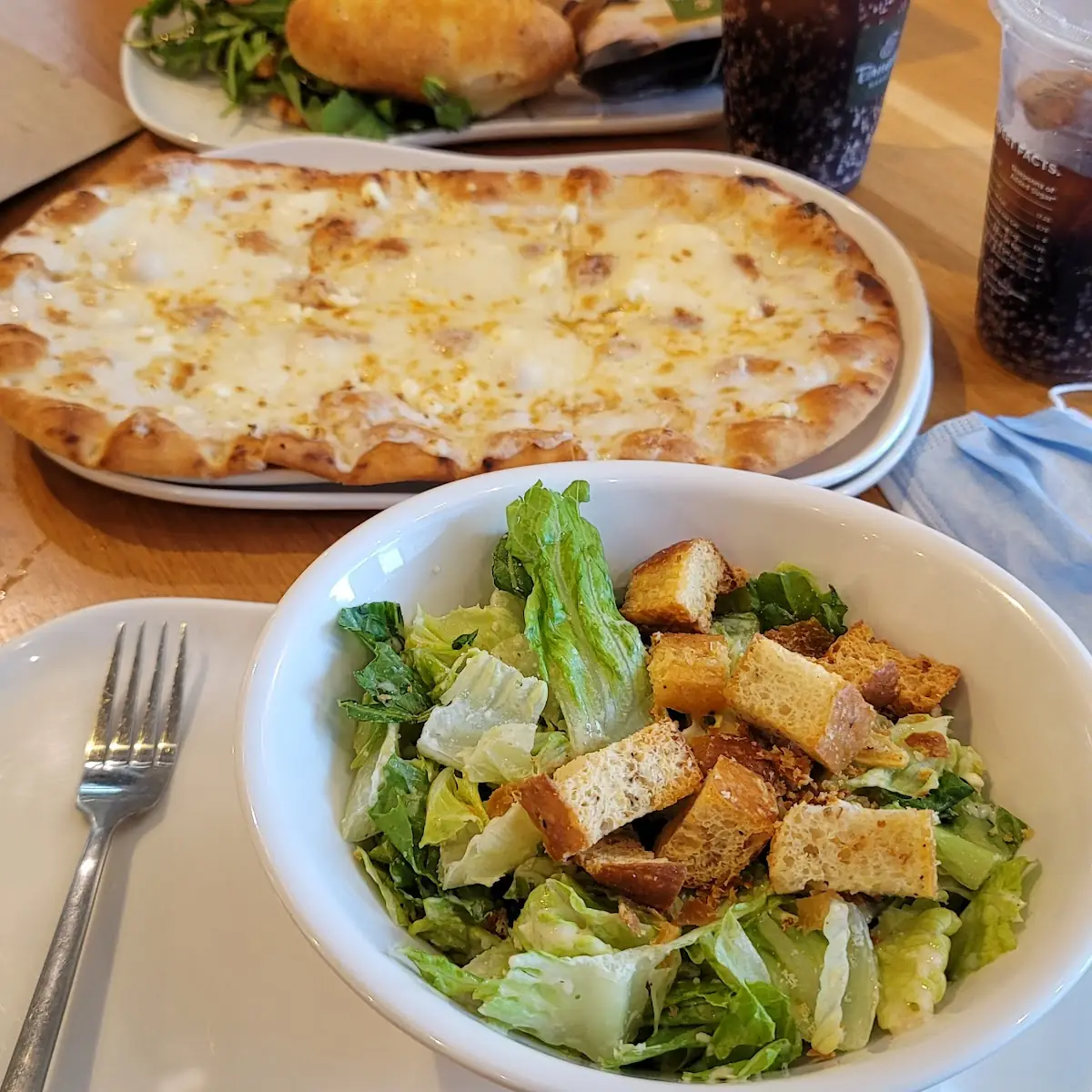 Caesar Side Salad and Five Cheese Pizza