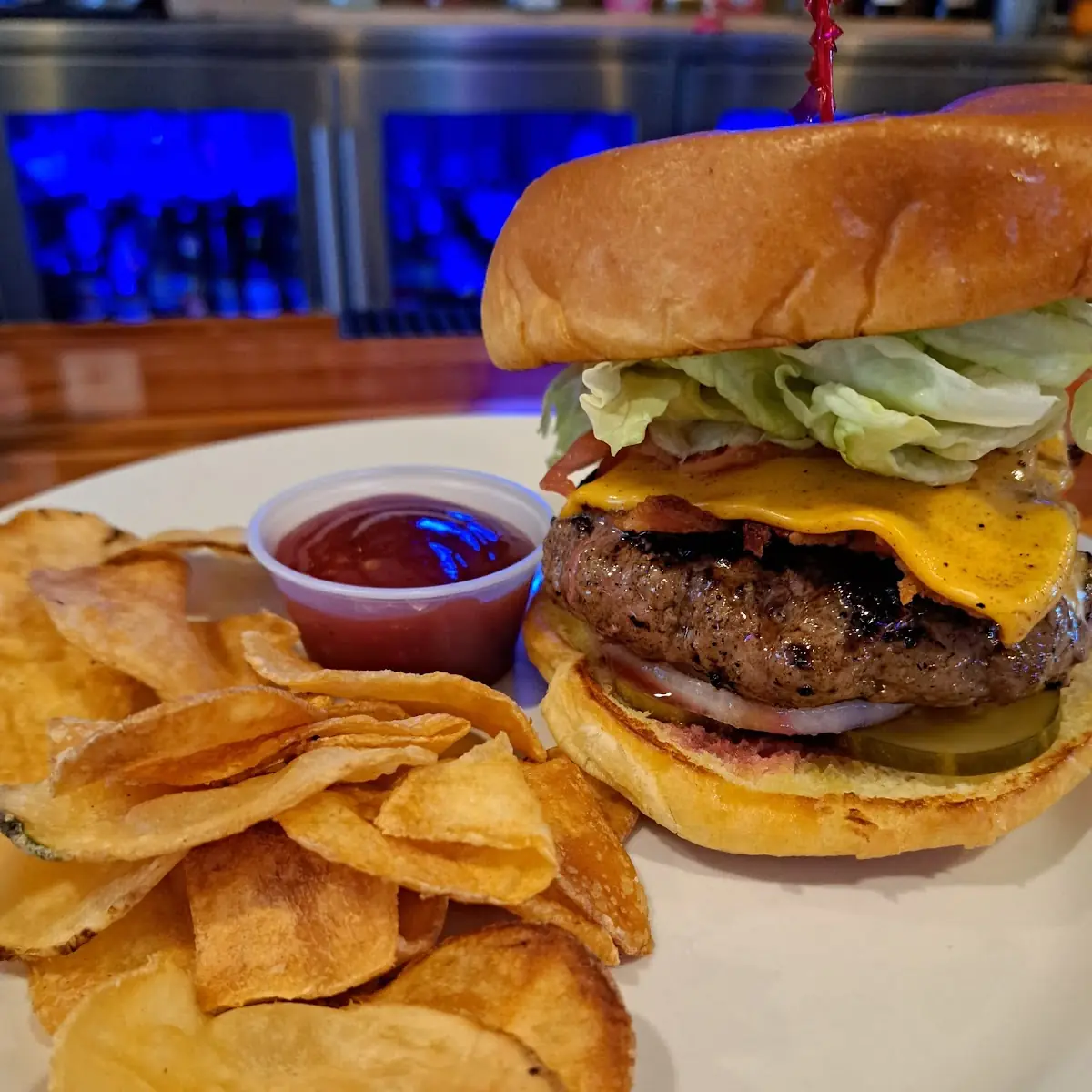 Bacon Cheeseburger and Homemade Chips