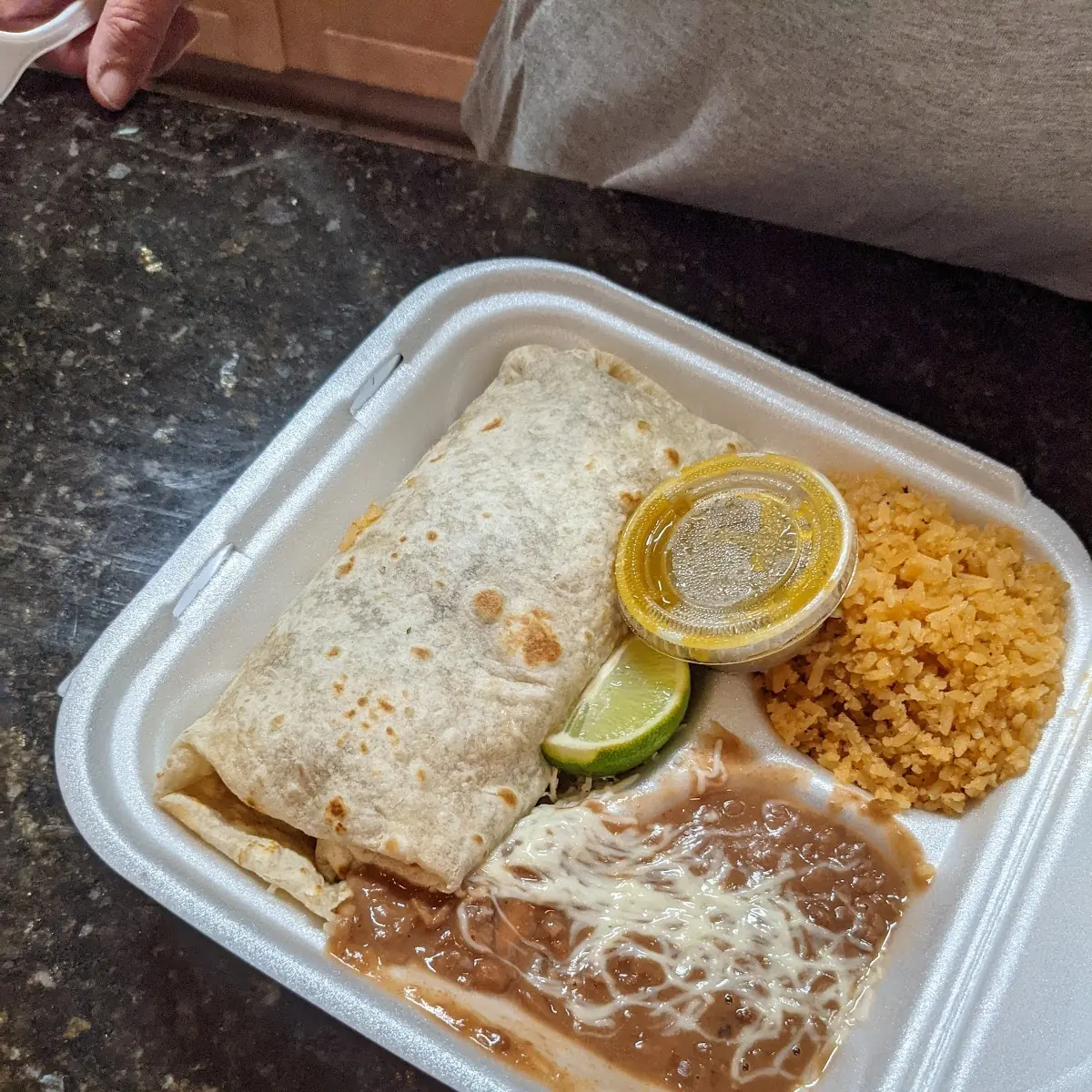 Ground Beef Burrito with Rice and Beans