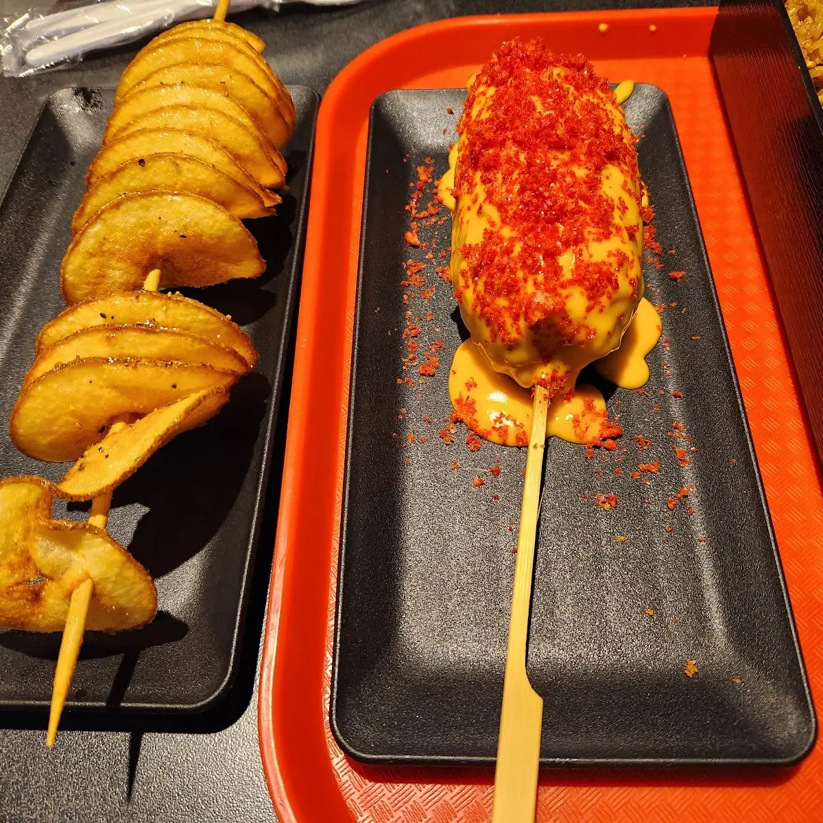 Spiral Potato Hot Cheetos Corn Dog