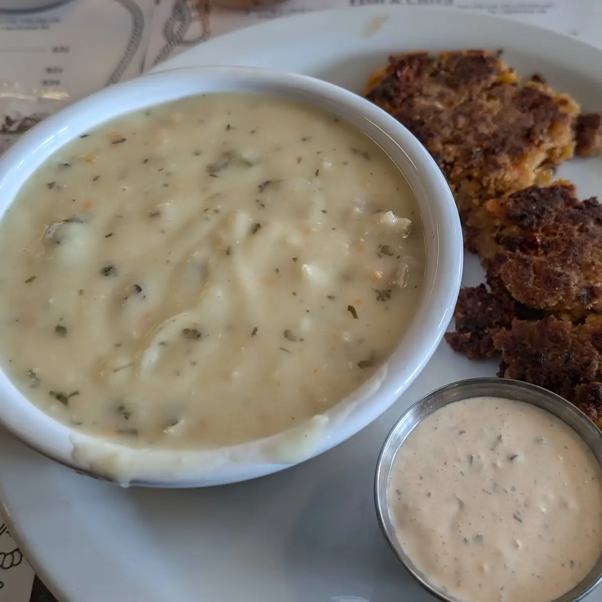 Clam Chowder and Crab Cakes
