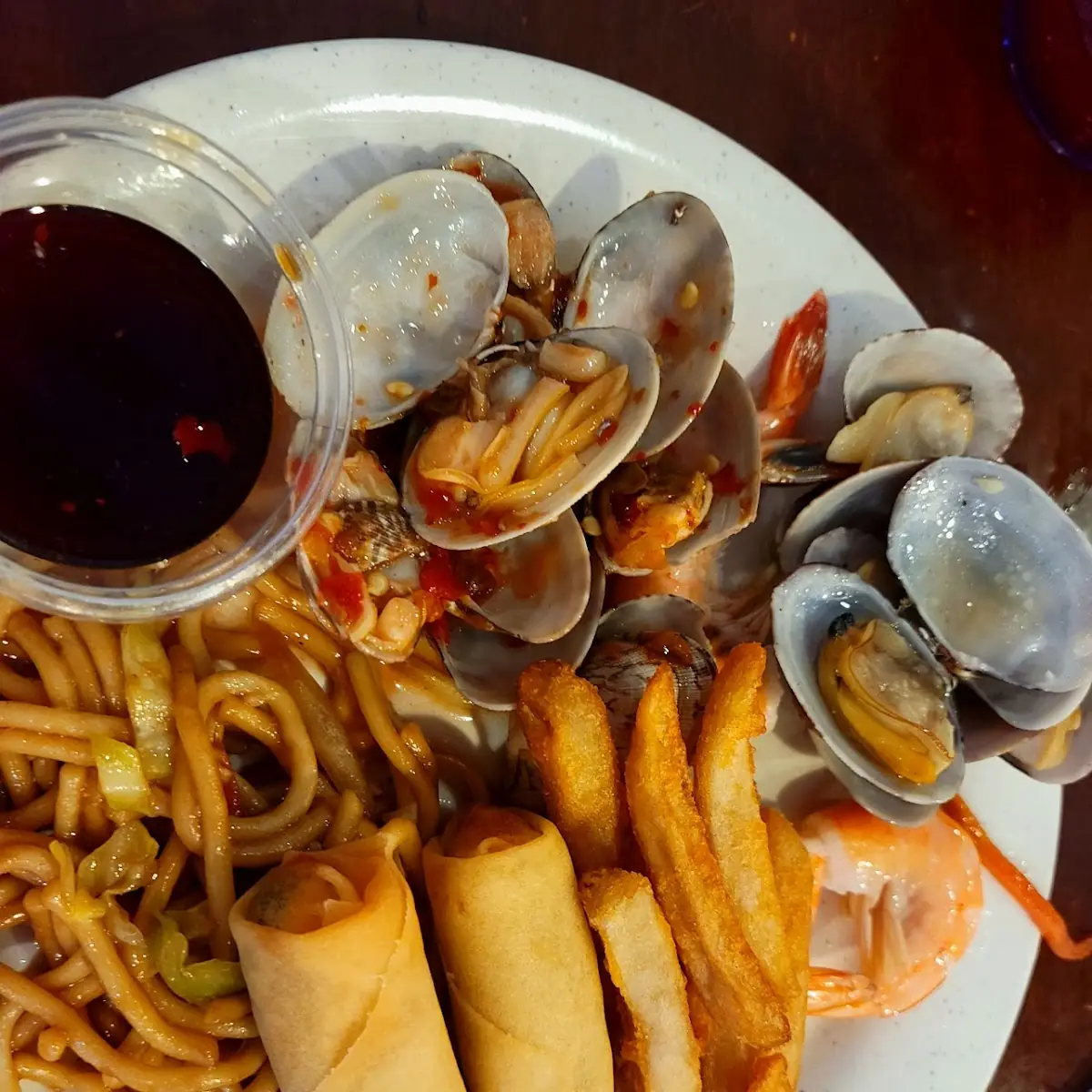 Clams Spring Rolls Noodles