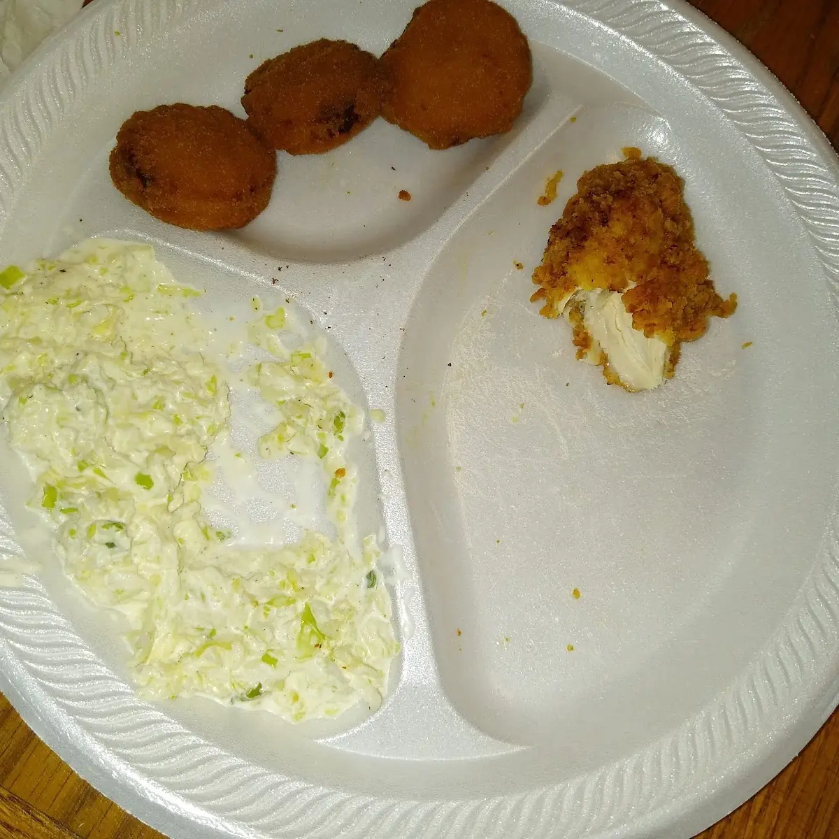 Chicken Tenders Slaw and Fried Squash