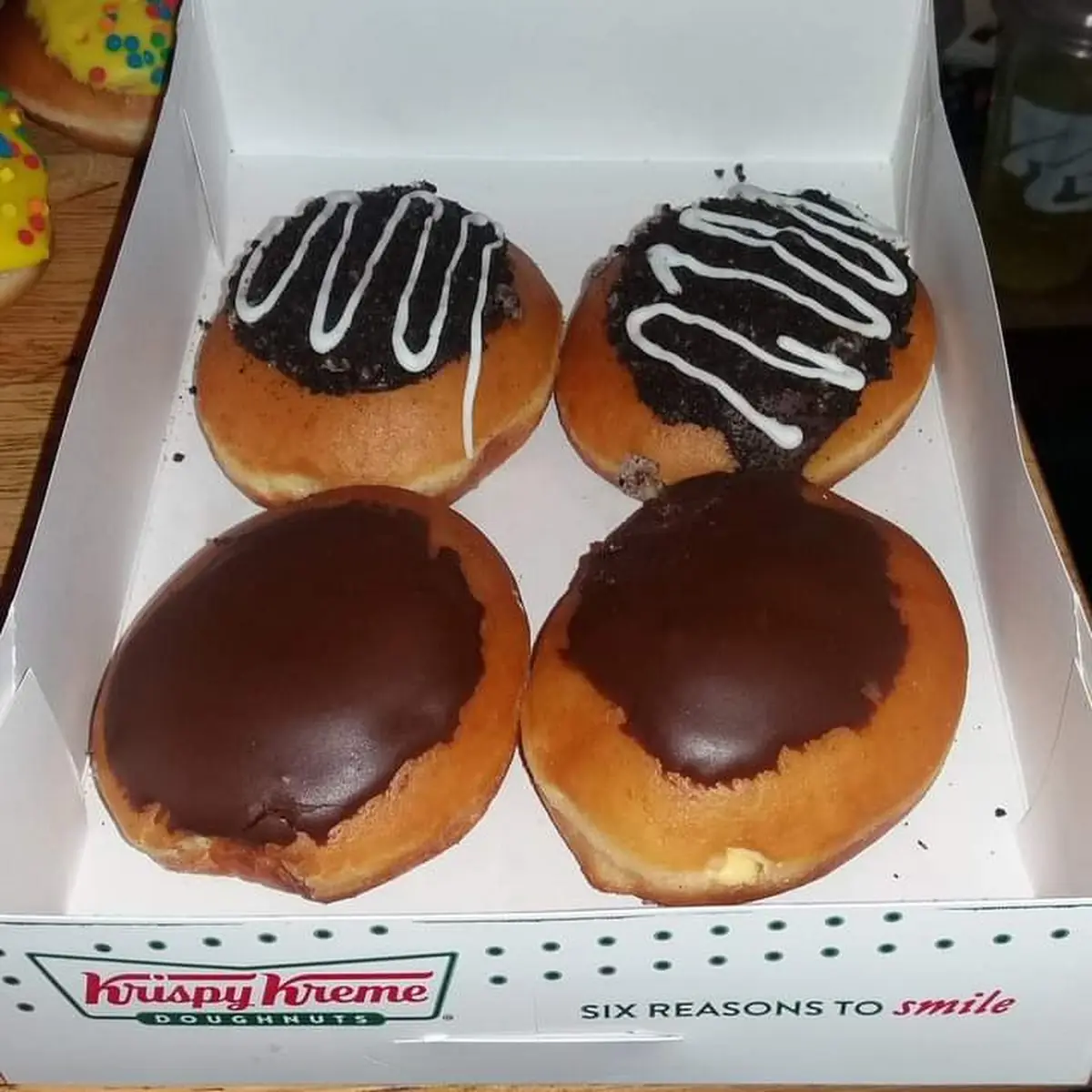 Cream Filled Chocolate Iced Donuts