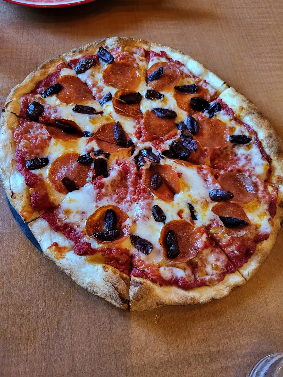 Pepperoni and Kalamata Olive Pizza