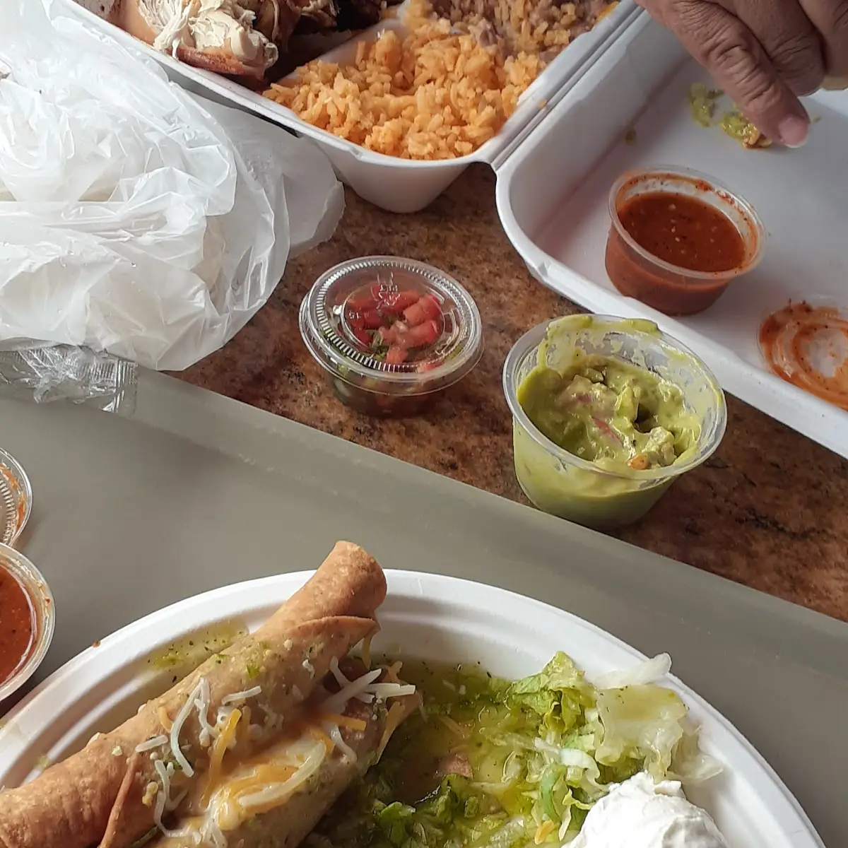 Rolled Tacos and Half Garlic Chicken