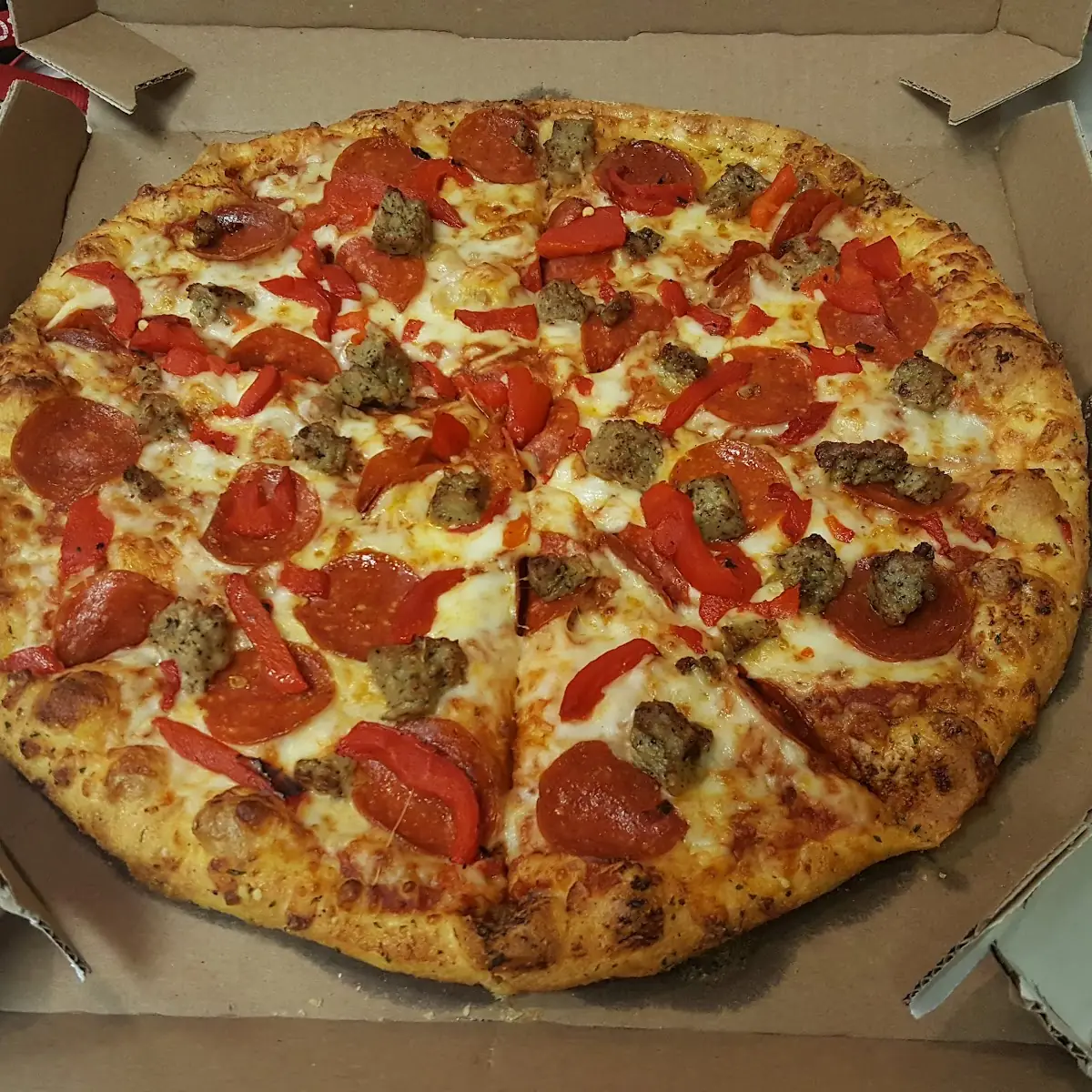 Pepperoni Sausage Roasted Red Pepper Pizza
