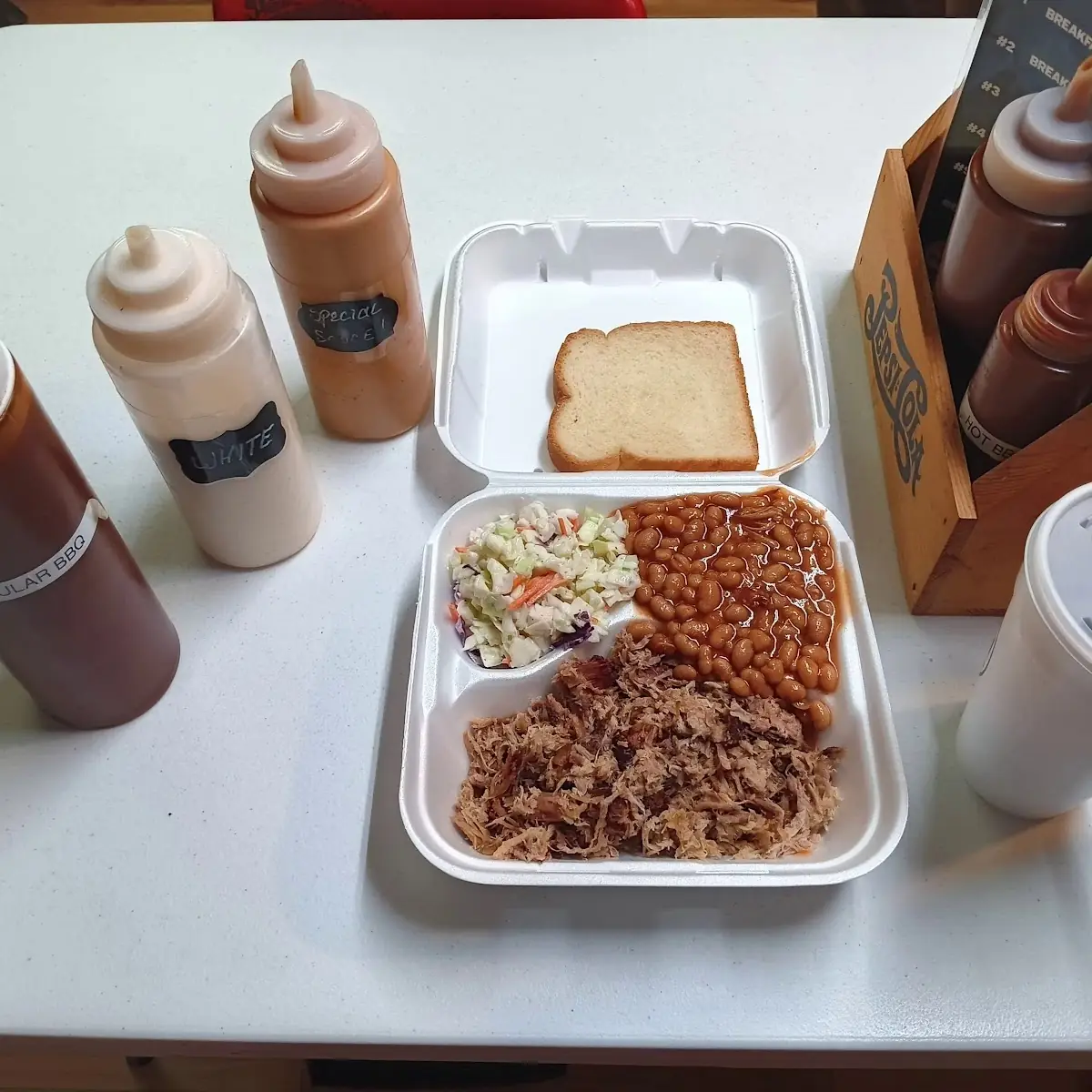 Pulled Pork Plate w Baked Beans and Potato Salad