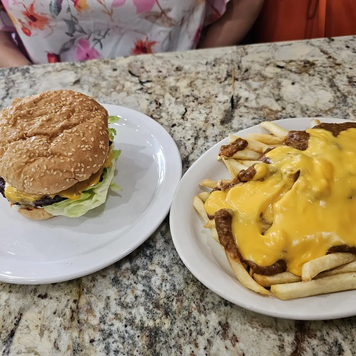 Double Cheese Burger & Chilli Cheese Fries
