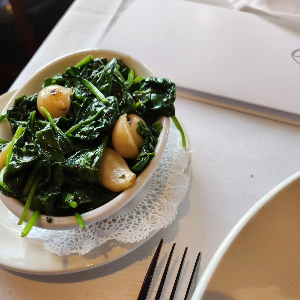 Sautéed Spinach with Garlic Confit