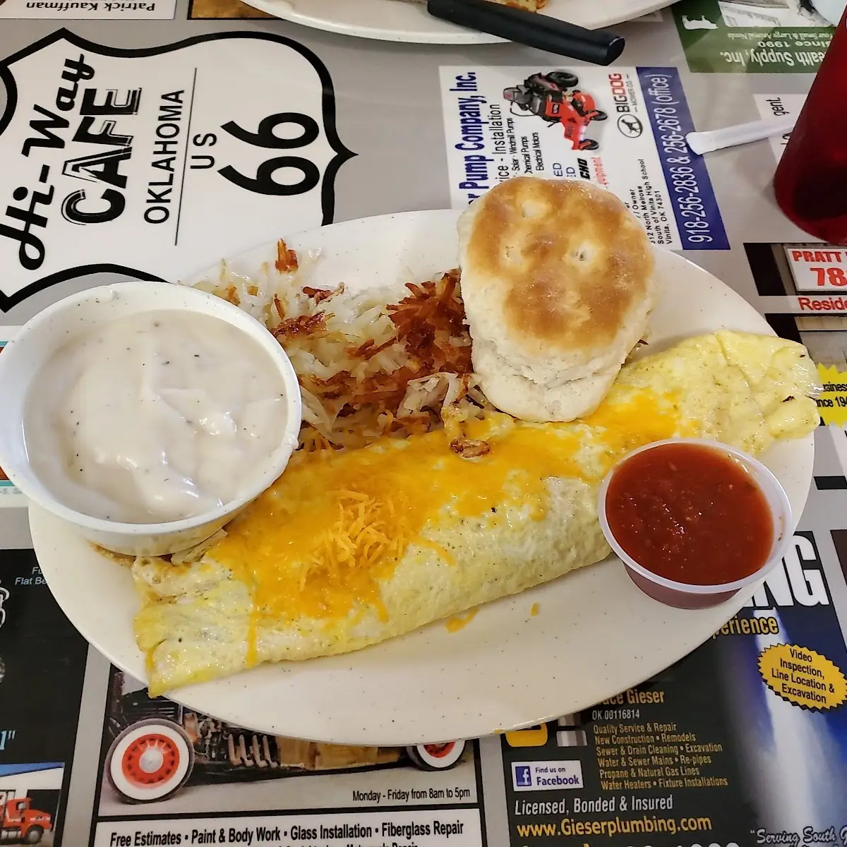 Ham & Cheese Omlette with Toast Biscuits and Gravy