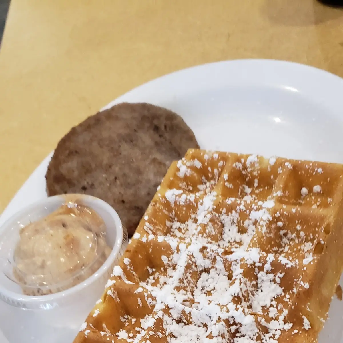 Belgian Waffles and Bacon or Sausage